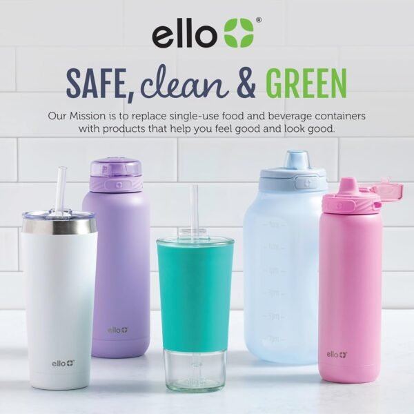 Ello Cooper 32oz Stainless Steel Water Bottle with 2 Lids Chug and Straw | Leak Proof | Double Walled and Vacuum Insulated | Built in Carry Loop | Dishwasher Safe | Gray - Image 9