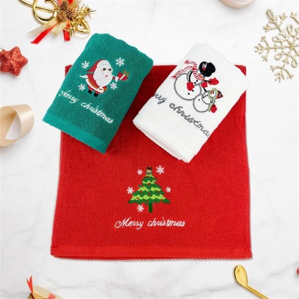 Christmas Kitchen Towels Christmas Decorative Hand Towels Soft and Absorbent Dish Towels Set Cotton Wash Basin Towels for Drying Cleaning Bathroom Decorations for Kids Lavender (Green #5, A) - Image 2