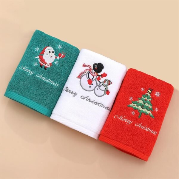 Christmas Kitchen Towels Christmas Decorative Hand Towels Soft and Absorbent Dish Towels Set Cotton Wash Basin Towels for Drying Cleaning Bathroom Decorations for Kids Lavender (Green #5, A) - Image 5