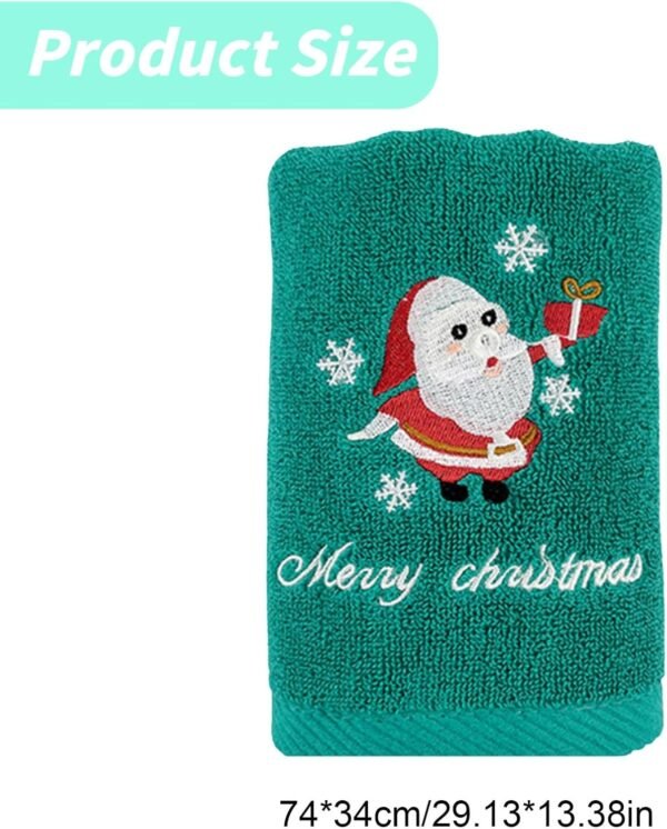 Christmas Kitchen Towels Christmas Decorative Hand Towels Soft and Absorbent Dish Towels Set Cotton Wash Basin Towels for Drying Cleaning Bathroom Decorations for Kids Lavender (Green #5, A) - Image 6