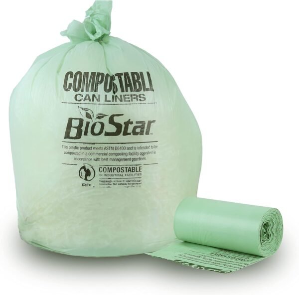 Plasticplace 20-30 Gallon Compostable Trash Bags │ 0.85 Mil │ Green Tint Garbage Can Liners │ 30” x 36” (70 Count)