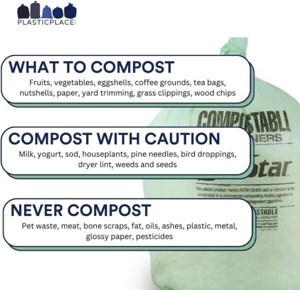 Plasticplace 20-30 Gallon Compostable Trash Bags │ 0.85 Mil │ Green Tint Garbage Can Liners │ 30” x 36” (70 Count) - Image 3