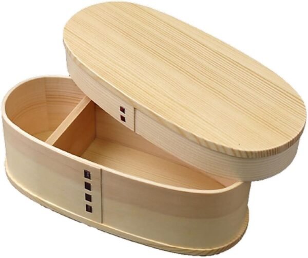 J-kitchens 854797 Wooden Lunch Box with Moisture Control Effect, 7.3 x 3.3 x 2.5 inches (18.5 x 8.5 x 6.3 cm), 13.5 fl oz (400 ml), Natural White Type, Model No