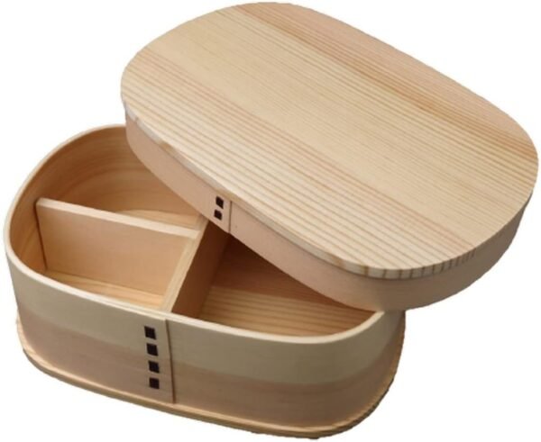 J-kitchens 854896 Wooden Lunch Box with Moisture Control Effect, 7.5 x 4.9 x 2.7 inches (19 x 12.5 x 6.8 cm), 24.7 fl oz (700 ml), Natural White Type, Model No