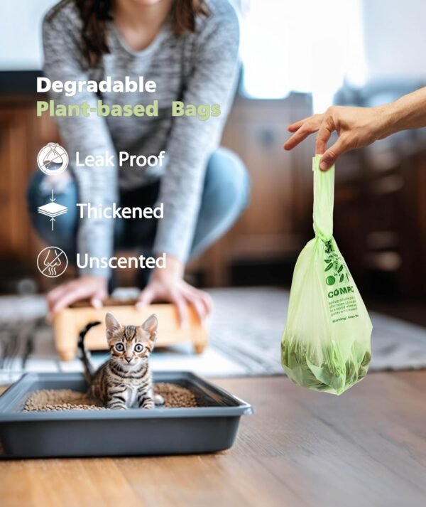 AYOTEE Compost Bags 1.6 Gallon with Handle Tie, 75 Count Compostable Trash Bags 1.6 Gallon Trash Bags, Small Biodegradable Trash Bags Food Waste Bags, Small Compostable Bags for Kitchen Compost Bin - Image 6