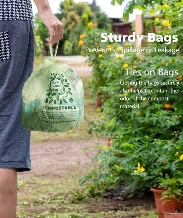 AYOTEE Compost Bags 1.6 Gallon with Handle Tie, 75 Count Compostable Trash Bags 1.6 Gallon Trash Bags, Small Biodegradable Trash Bags Food Waste Bags, Small Compostable Bags for Kitchen Compost Bin - Image 7