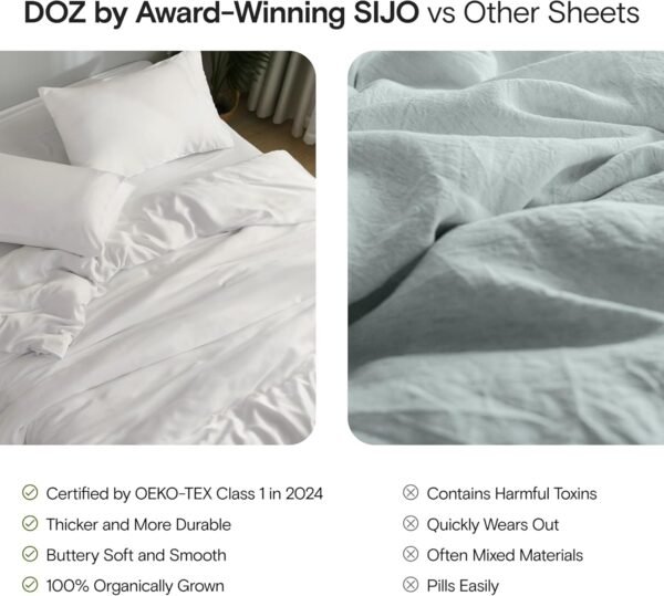 DOZ Sheet Set, 100% Viscose derived from Bamboo, Organically Grown, Buttery Soft, Cooling Sheets, High GSM, Deep Pockets - 4 Piece - 2 Pillowcases 1 Fitted Sheet 1 Top Sheet (Clay, Queen) - Image 6