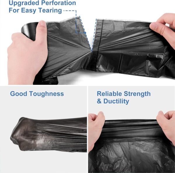 4 Gallon Biodegradable Black Trash Bag - Small Garbage Bags For Bathroom Can 4-6 Gallon 200 Counts Compostable Kitchen Unscented Recycling Little Waste Basket Liners Office Bulk Acqkunlo - Image 4