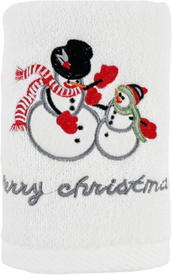 Christmas Kitchen Towels Christmas Decorative Hand Towels Soft and Absorbent Dish Towels Set Cotton Wash Basin Towels for Drying Cleaning Bathroom Decorations for Kids Monogram (2-White, A)