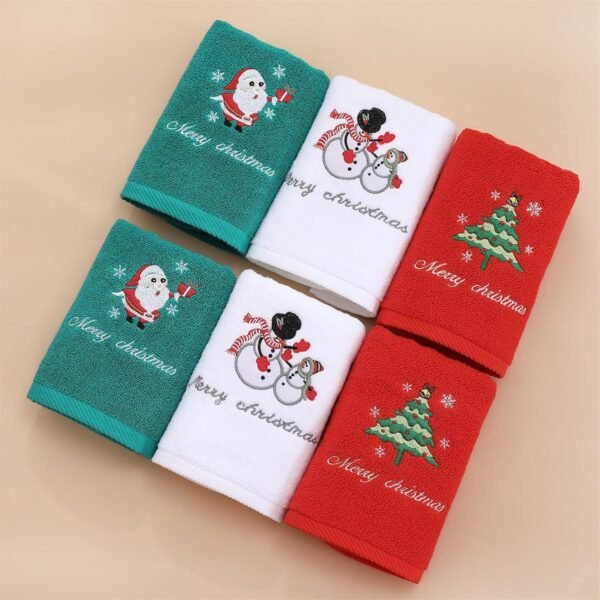 Christmas Kitchen Towels Christmas Decorative Hand Towels Soft and Absorbent Dish Towels Set Cotton Wash Basin Towels for Drying Cleaning Bathroom Decorations for Kids Monogram (2-White, A) - Image 3