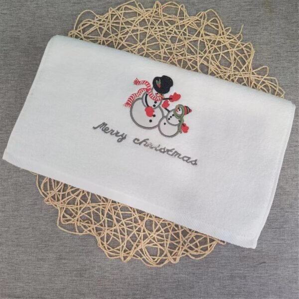 Christmas Kitchen Towels Christmas Decorative Hand Towels Soft and Absorbent Dish Towels Set Cotton Wash Basin Towels for Drying Cleaning Bathroom Decorations for Kids Monogram (2-White, A) - Image 4