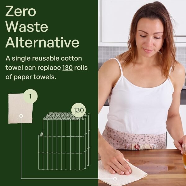 20 Pack Reusable Paper Towels Washable - Nature Friendly - Organic Cotton Alternative - Thick, Strong, Paperless Kitchen Dish Cloths - Reusable Napkins - Dish Towels - Cloth Napkin - Kitchen Towels - Image 4