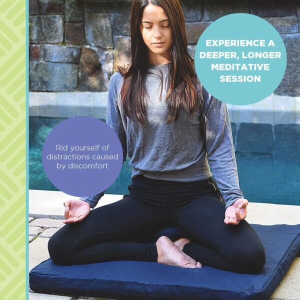Bean's ZAFU + ZABUTON Meditation Set - Round Buckwheat Filled ZAFU Pillow + Large Cotton Filled ZABUTON Floor Pad - Forest Green Cotton Canvas - Traditional Tibetan Zen Mdfulness Seat Kit - Made USA - Image 3
