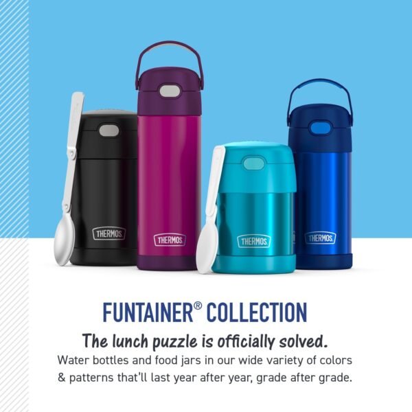 THERMOS FUNTAINER Water Bottle with Straw - 12 Ounce, Purple Hearts - Kids Stainless Steel Vacuum Insulated Water Bottle with Lid - Image 6