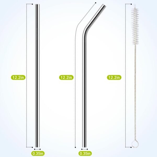 8 Pack Stainless Steel Straw Replacement 40 oz for Stanley Adventure Travel Tumbler, Reusable Straws with Cleaning Brush Compatible with Stanley 40oz Stanley Cup Tumbler - Image 2