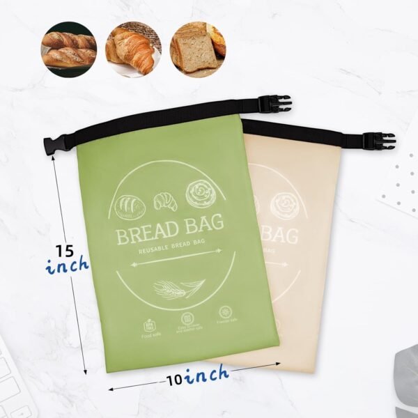 2 Pack Small Reusable Bread Bags for Homemade Bread with Beeswax Wraps for Food, Sourdough Bread Baking Supplies, Sourdough Bread Bags & Beeswax Wrap for Bread Storage, Green & Khaki - Image 2