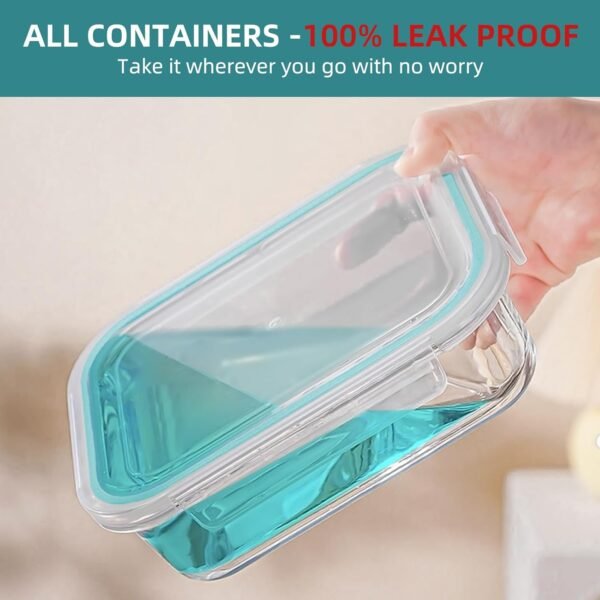 Airtight Glass Food Storage Containers with Lids, Glass Lunch Box, Leak-proof, BPA-Free, Microwave, Oven, Freezer, Dishwasher (8-Pack) - Image 5