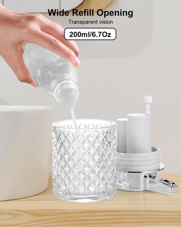 Automatic Soap Dispenser, Foaming Hand Soap Dispenser, Touchless Refillable Clear Glass Soap Dispenser with Pump, Diamond Embossed, Electric Dish Soap Dispenser for Bathroom, Kitchen - Image 4
