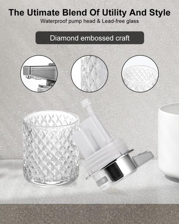 Automatic Soap Dispenser, Foaming Hand Soap Dispenser, Touchless Refillable Clear Glass Soap Dispenser with Pump, Diamond Embossed, Electric Dish Soap Dispenser for Bathroom, Kitchen - Image 6