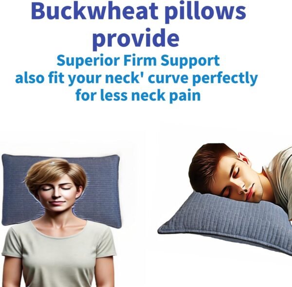 Buckwheat Pillow for Sleeping-Breathable for Cool Sleep,Cervical Support for Back and Side Sleepers,Korean Style,Standard Size 22"x14"(1pc), Light Green - Image 4