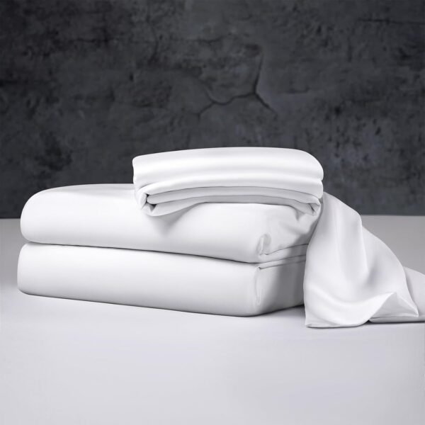 100% Organic Eucalyptus Queen Sheets Set - Cooling Tencel Bed Sheets Queen Size, Silky Soft & Smooth Lyocell Sheets Set with Deep Pocket, Sheet & Pillowcase Sets（Queen, White - Image 8