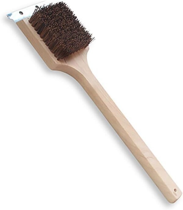 Deluxe Large Wood BBQ Brush Palmyra Bristles (Safe-Contains No Metal Bristles), Beige
