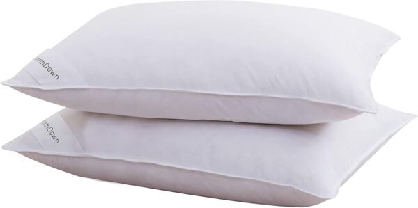 Goose Down Feather Pillows Hotel Collection Bed Pillow for Sleeping,100% Cotton Fabric, Good for Side and Back Stomach Sleeper Standard Size (1 Pack, White) - Image 2