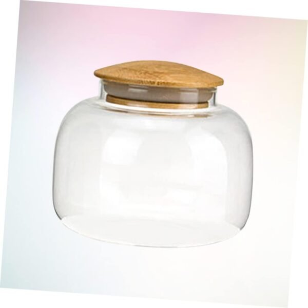 Candy Jar Food Containers Jars Cereal Container Candy Dish with Lid Clear Bins Serving Tray with Lid Storage Bins with Lid Bread Storage Container Flour Dispenser Snackle Wooden - Image 2