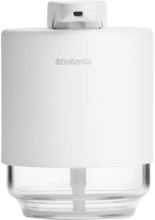 Brabantia Mindset 6.8 oz Hand Soap Lotion Dispenser (Mineral Fresh White) Bathroom, Kitchen Countertop, Non-Drip, Refillable Glass Hand Wash Cream Dispenser