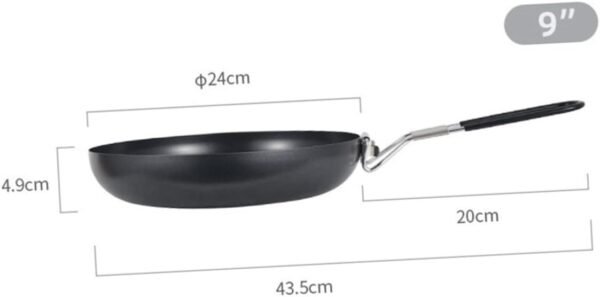 9 Frying Pan Outdoor Cooking Stove Mini Wok Induction Pans Omelette Fry Pan Frypan Egg Cooker Pan Saucepan Broiler Pan for Oven Stove Grill Pan Outdoor Cookware Non Food Black Iron - Image 2