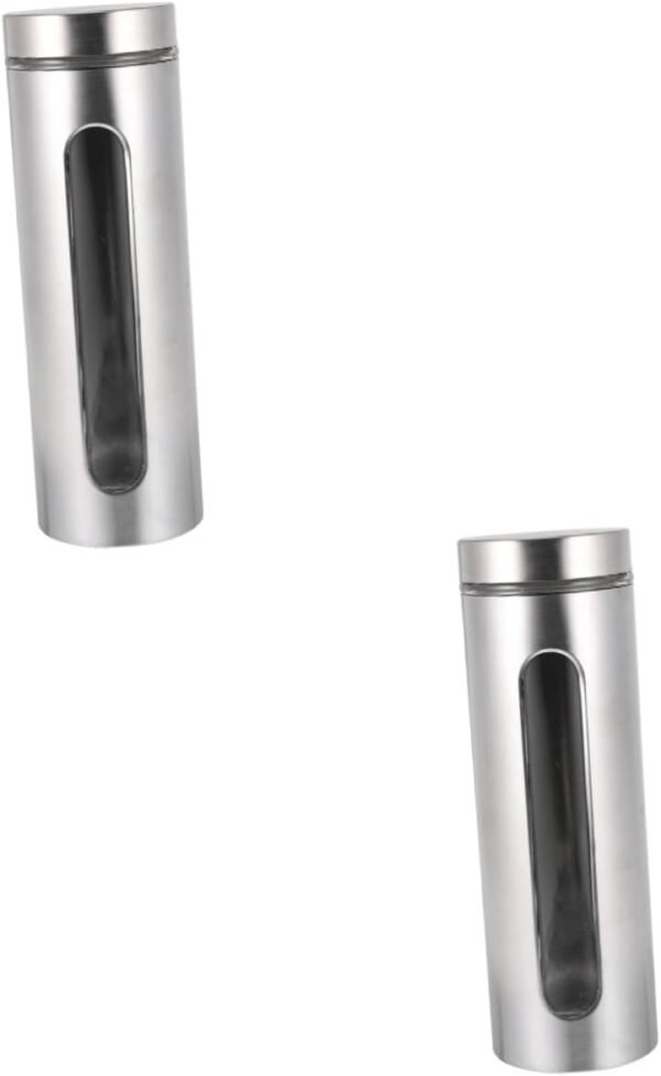 MAGICLULU 1pc Stainless Steel Storage Tank Jars with Lid Canister with Window Kitchen Storage Canisters To Go Food Containers with Lids Coffee Container Storage Container Tins Silver Glass