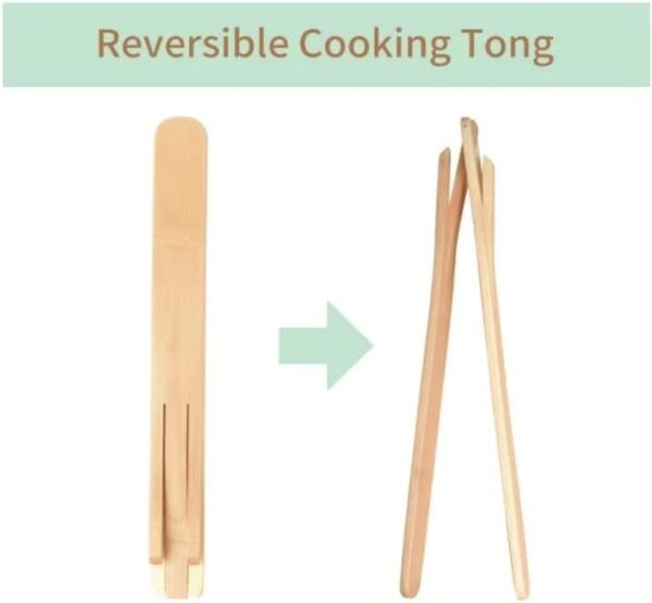 Bamboo Cooking & Serving Utensils Set 5 PCS Organic Kitchen Accessories Wooden Solid Turner Spatula Slotted Spoon Kitchen Essentials Kit With Utensil Holder - Image 3
