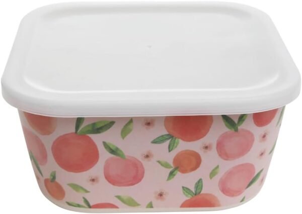 Forest & Twelfth Peaches 13.5 Oz Bamboo Food Storage Containers, Set of 3 Durable Kitchenware, Sustainable Lunch Boxes, Reusable, Eco Friendly, Organic Bamboo Meal Bins with Airtight Lids (Peaches)