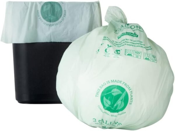 RW Eco 3 Gallon Biodegradable Garbage Bags, 100 Compostable Trash Bags - Star Seal Bottom, Won't Tear Or Leak, Green Plastic Trash Can Liners, Strong, For Office And Homes - Restaurantware - Image 5