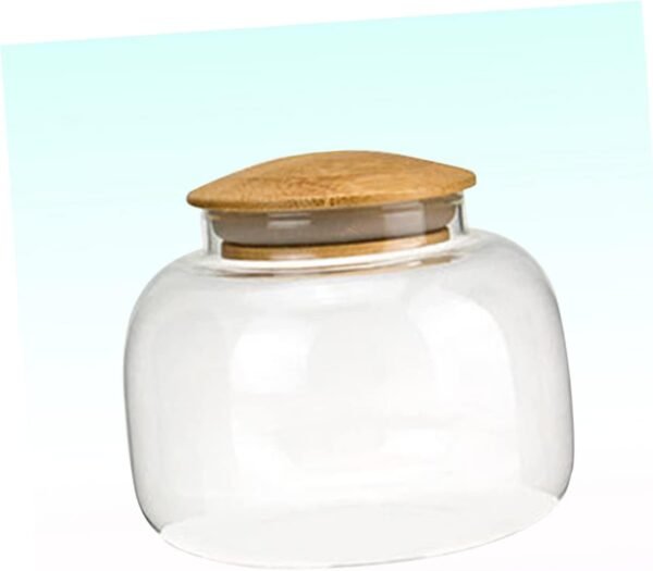 Candy Jar Food Containers Jars Cereal Container Candy Dish with Lid Clear Bins Serving Tray with Lid Storage Bins with Lid Bread Storage Container Flour Dispenser Snackle Wooden - Image 4
