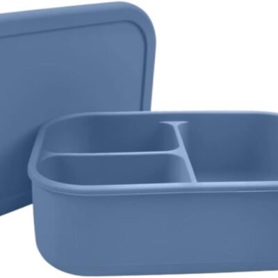 Silicone Bento Box for Kids and Adults- BPA Free, 3 Compartment Lunch Box - Microwave, Dishwasher and Freezer Safe - Perfect for Work, School and On-the-Go Meals