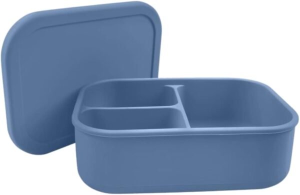 Silicone Bento Box for Kids and Adults- BPA Free, 3 Compartment Lunch Box - Microwave, Dishwasher and Freezer Safe - Perfect for Work, School and On-the-Go Meals