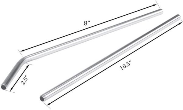Kichwit Extra Long Stainless Steel Straws Set of 8, Reusable Wide Straws for Smoothies, 10.5 Inches Long, 5/16" Wide, Metal Drinking Straws, 2 Cleaning Brushes Included - Image 3