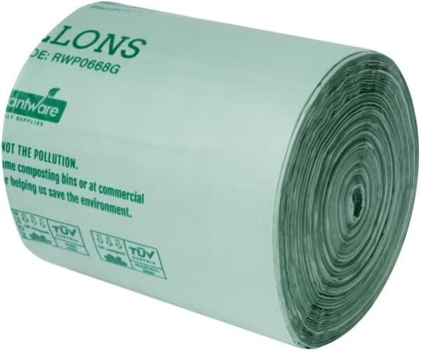 RW Eco 3 Gallon Biodegradable Garbage Bags, 100 Compostable Trash Bags - Star Seal Bottom, Won't Tear Or Leak, Green Plastic Trash Can Liners, Strong, For Office And Homes - Restaurantware - Image 2