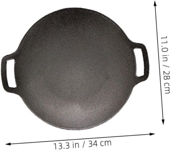 Nonstick Pizza Pan Griddle Pans Steak Pan Stove Frying Outdoor Barbecue Cooking Grill Pan Grills Roasting Pan Baking Dish Camping Cookware Roaster Pan Pizza Cooker Dark Grey Iron - Image 5