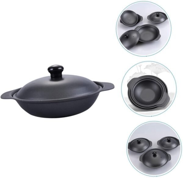 Rice Cooker Casserole Soup Cooking Pot Kitchen Non Stick Cookware Metal Casserole Pan Japanese Cookware Metal Casserole Pot Soup Bowl with Lid Stockpot with Lid Food Iron Household - Image 7