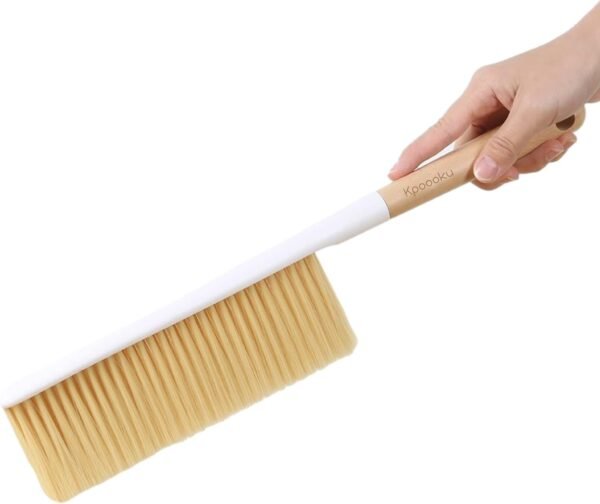 Hand Broom Cleaning Brushes- Soft Counter Duster Furniture Dusters Brush with Long Wooden Handle Household Dusting Tool (1