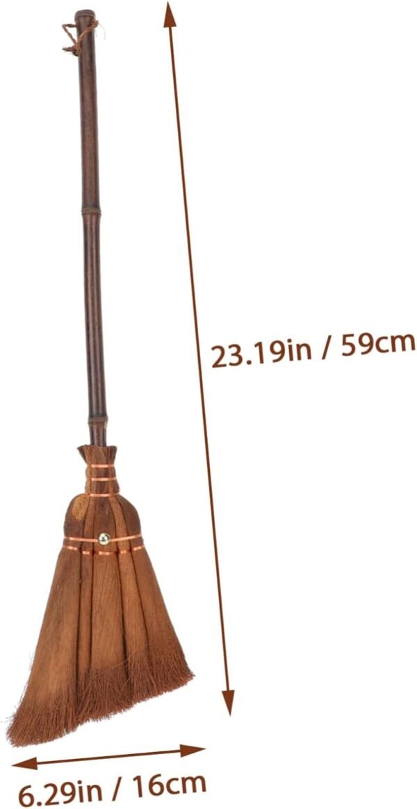 2 Pcs Children's Broom Asian Cleaning Gadgets Natural Whisk Sweeping Floor Cleaning Multi Cleaner Tool Tall Dustpan Brush Natural Broom Mini Whisk Natural Palms Broom Brown Silk - Image 4