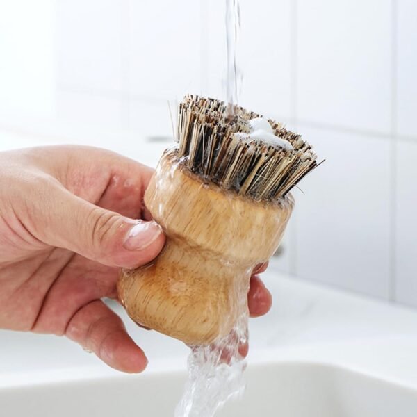 Bamboo Scrub Brush 6Pcs, UNOSCHRIM Palm and Sisal Pot Brush Set, Durable Wood Kitchen Dish Brush, Multifunctional Mini Cleaning Kit for Cleaning Pots, Dishes, Sinks, Fruits and Vegetables - Image 5