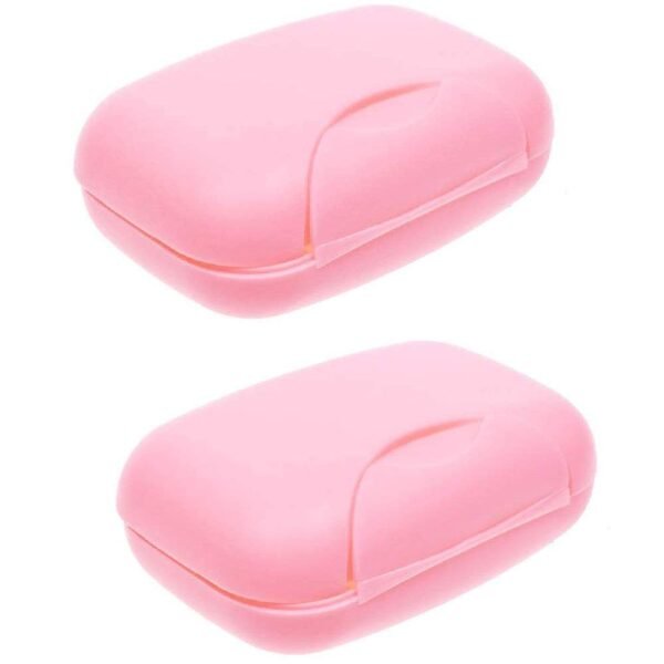 2pcs Travel soap case bar soap Holder Portable Leak Proof soap Box (pink)