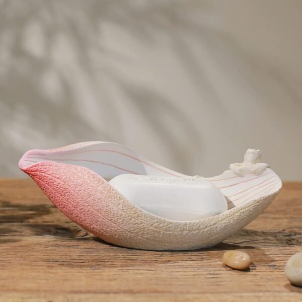 Frog Lying on Lotus Flower Wall Mounted Soap Dish,Rein Soap Holder or Jewelry Bowl 7.4 x 3.9 x 2.9in (Pink) - Image 3