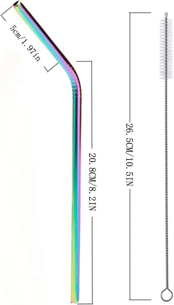 Stainless Steel Straws Iridescence Colors, Fits 30 oz Tumbler, Extra Long Reusable Ecofriendly - Image 2