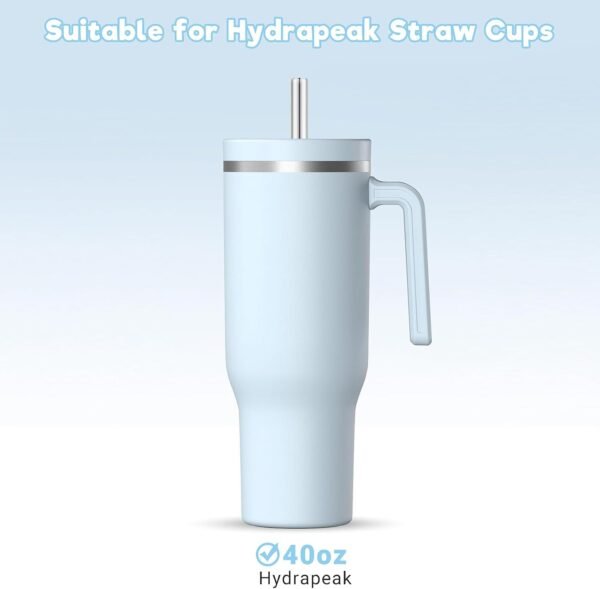 Straws Replacement for Hydrapeak Travel Tumbler 40 oz, Stainless Steel Straw Reusable Compatible with Hydrapeak 40oz Tumbler, 6 Metal Straws With 2 Straw Cleaner Brush - Image 2