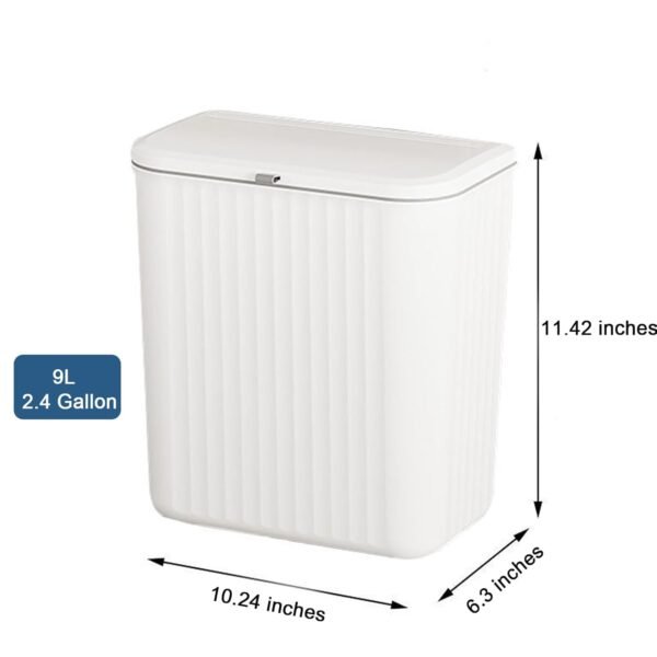 2.4 Gallon Kitchen Compost Bin for Counter Top or Under Sink, Hanging Small Kitchen Trash Can with Lid, Wall Mounted Waste Basket Bin Garbage Can for Bathroom (White) - Image 2