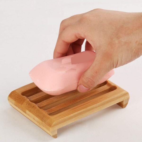luzen 2Pcs Rectangle Bamboo Self Draining Soap Dishes Bar Soap Holder Soap Saver Tray Soap Case Soap Box Holder for Shower Bathroom Kitchen Keep Soap Dry Clean - Image 4